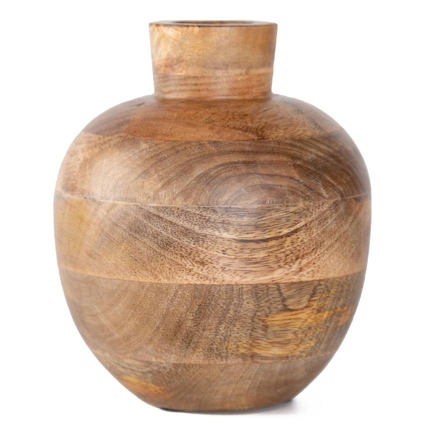 Farmhouse Boho Mango Wood Vase Handcrafted - Small