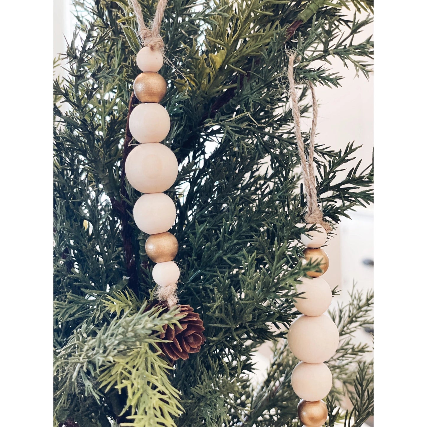 Natural and Gold Bead Ornament - Homeboxed
