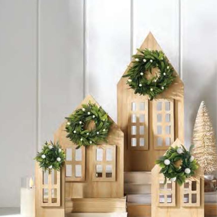 Village with Mistletoe Wreaths - Homeboxed