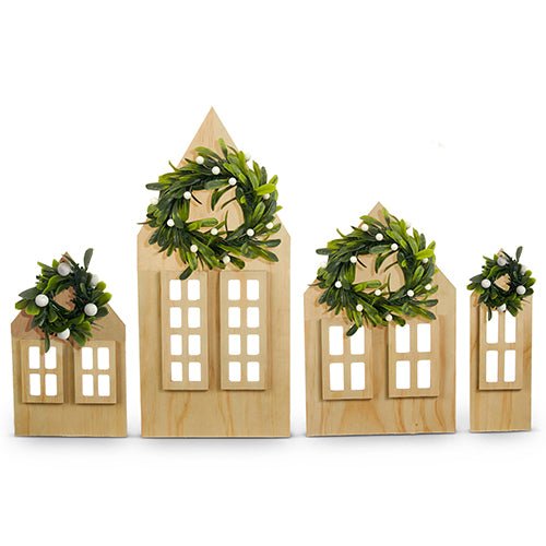 Village with Mistletoe Wreaths - Homeboxed