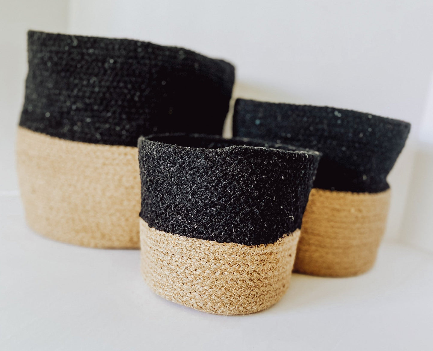 Black and Tweed Color Block Baskets - Homeboxed