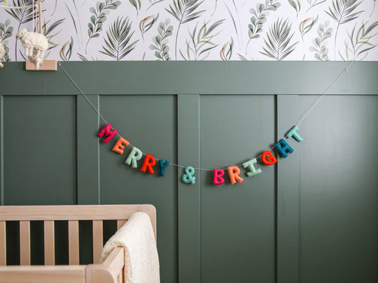 Colorful Christmas Garland | Merry & Bright Felt Decor - Homeboxed