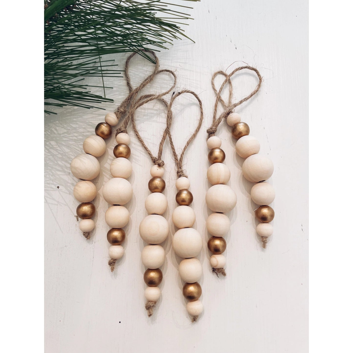Natural and Gold Bead Ornament - Homeboxed